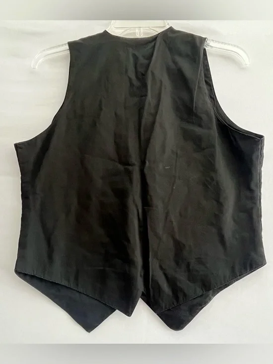 Vtg Embroidered Floral Boho Cotton Vest Cottagecore Black - Solutions Petite - Picture 4 of 6